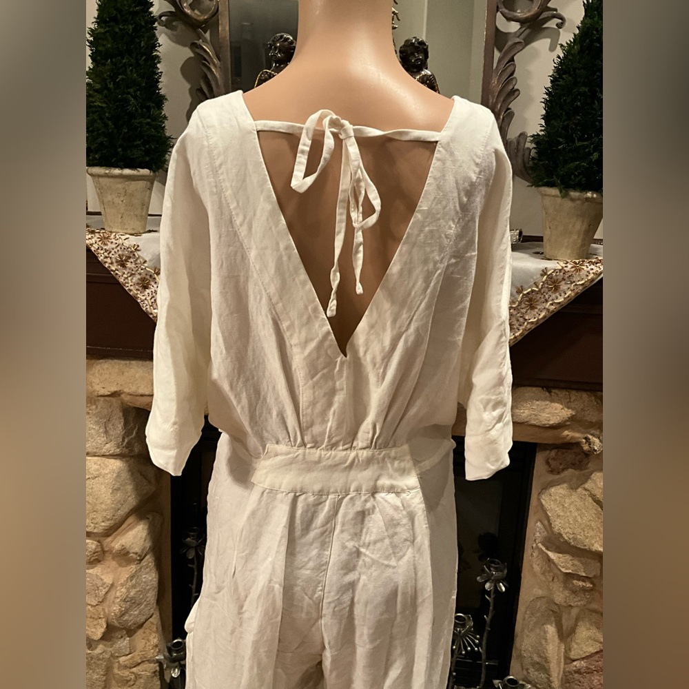 Free People Shining Sun Tie Front Off White / Ivory jumpsuit M - Picture 8 of 13